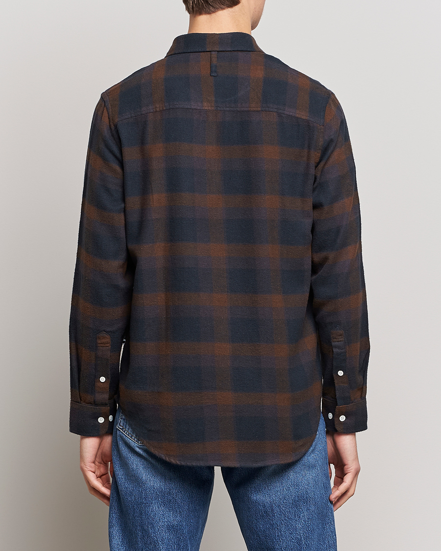 Uomini | Camicie | NN07 | Arne Brushed Cotton Checked Shirt Brown/Navy