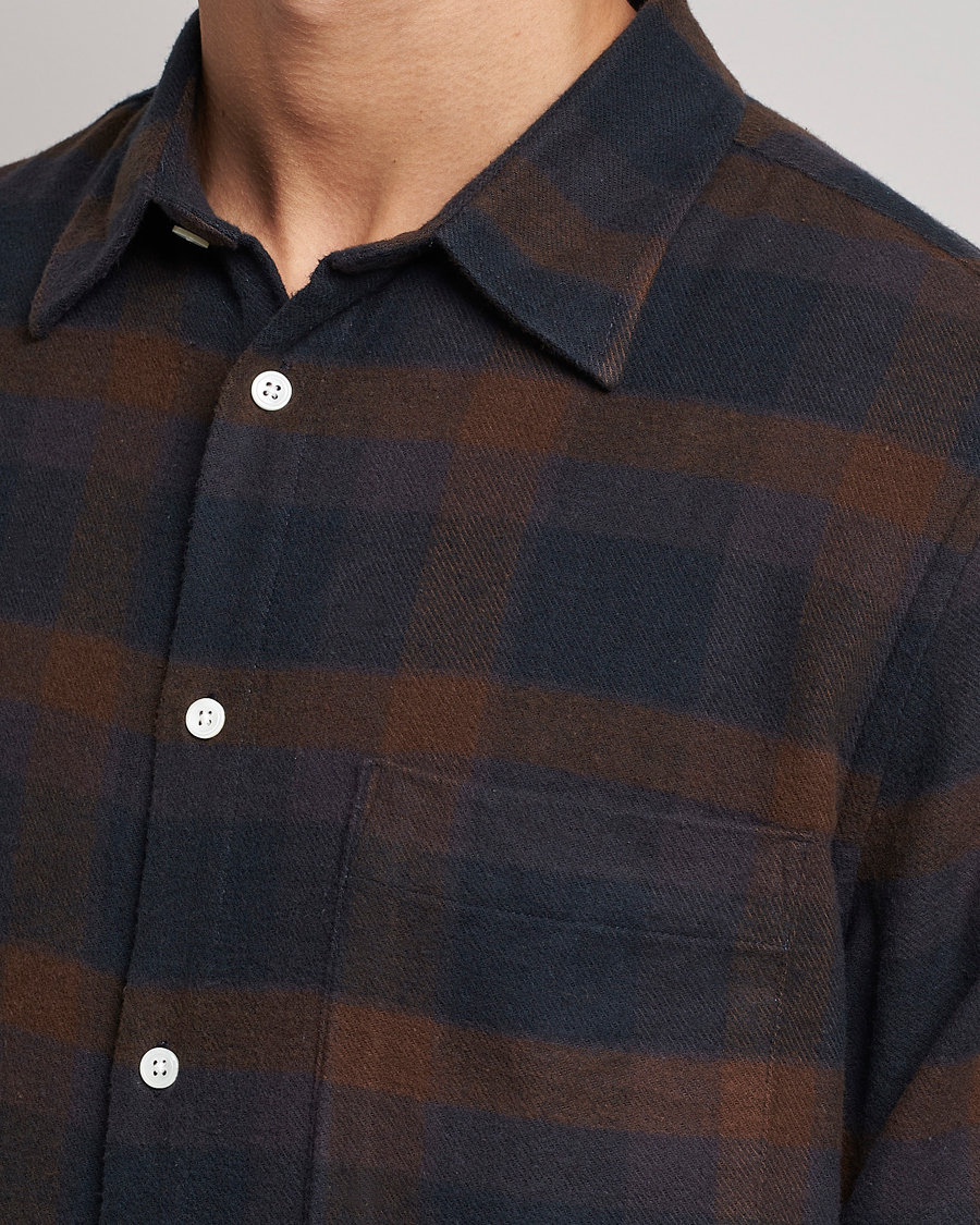 Uomini | Camicie | NN07 | Arne Brushed Cotton Checked Shirt Brown/Navy
