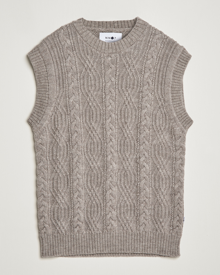 Uomini | Maglieria | NN07 | Cable Structured Knitted Vest Nature Melange