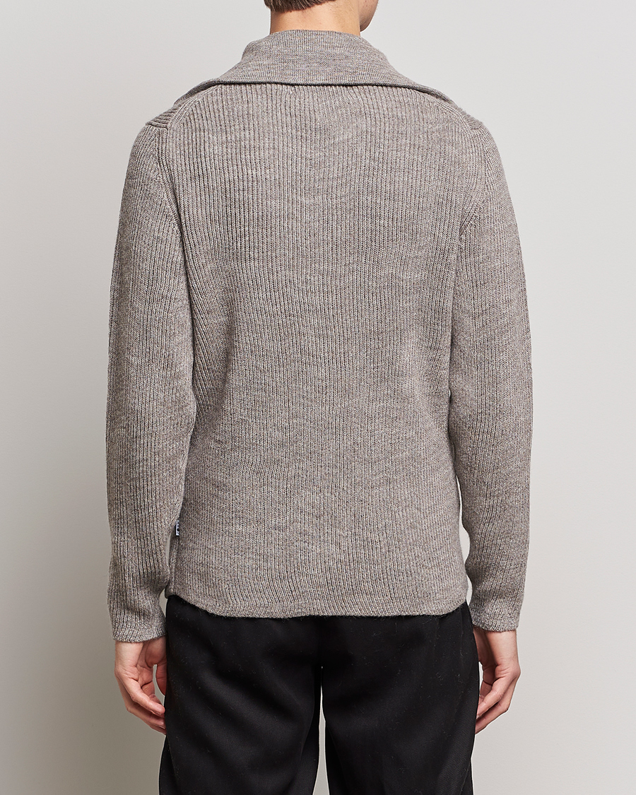 Uomini | Maglieria | NN07 | Holger Knitted Ribbed Half Zip Nature Melange