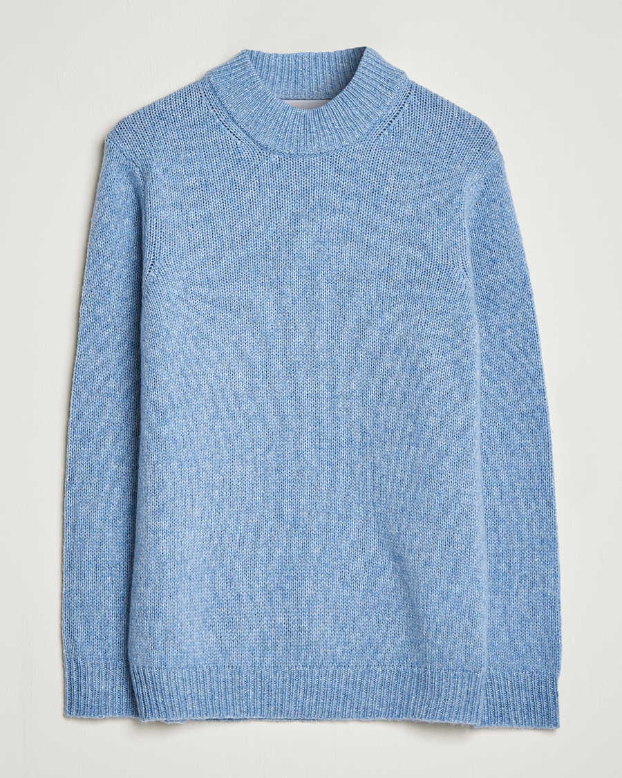 Uomini | Maglieria | NN07 | Nick Knitted Merino Mock Neck Light Blue Melange