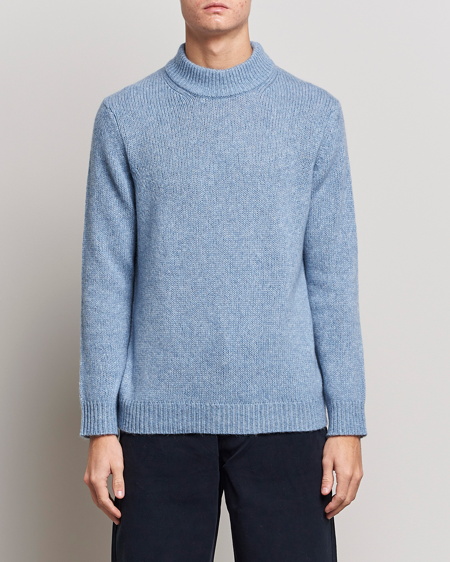 Uomini | Maglieria | NN07 | Nick Knitted Merino Mock Neck Light Blue Melange