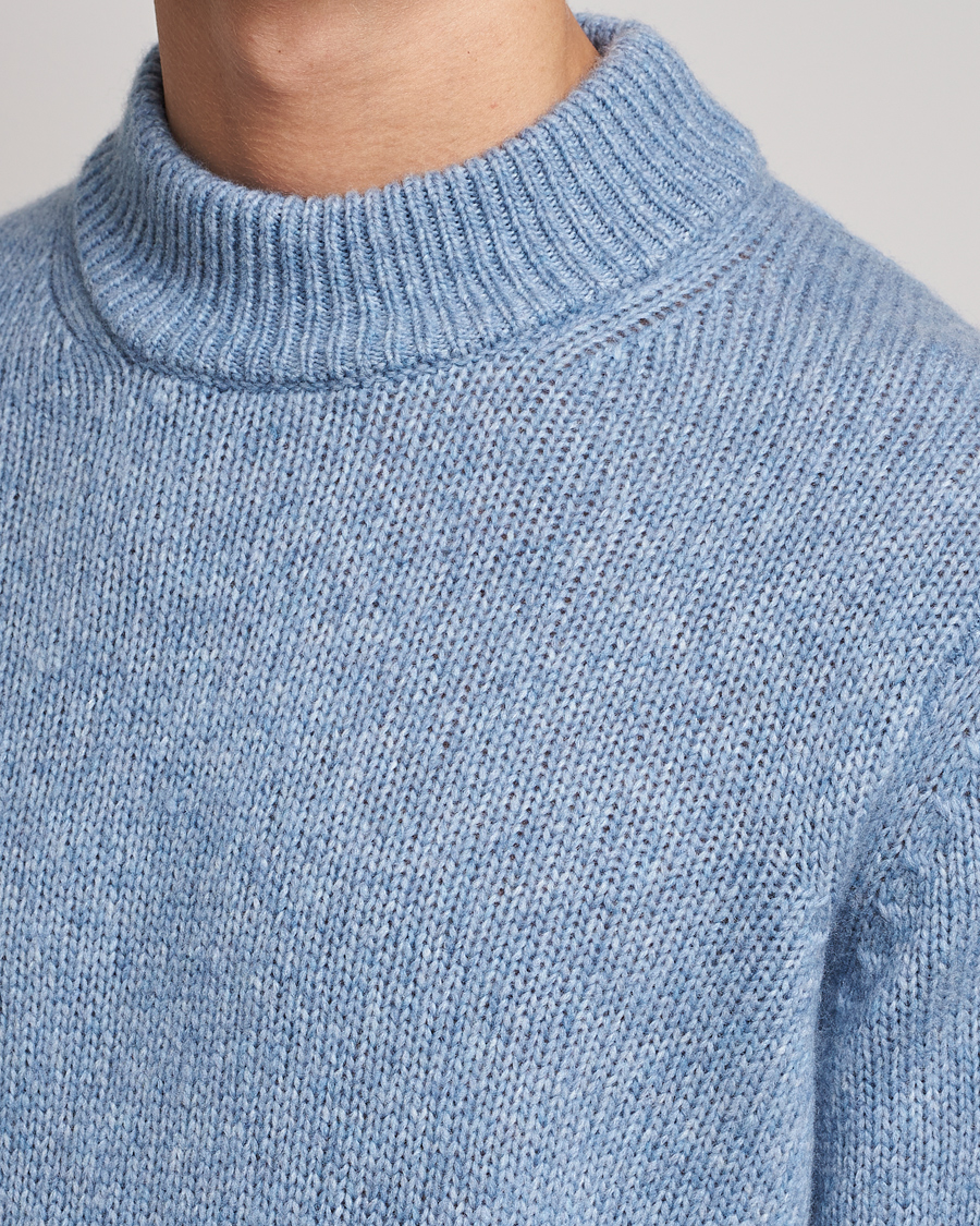 Uomini | Maglieria | NN07 | Nick Knitted Merino Mock Neck Light Blue Melange