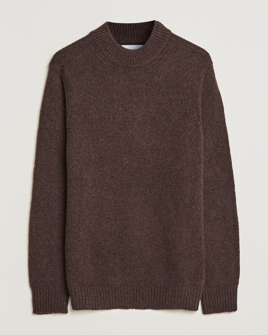 Uomini | Maglieria | NN07 | Nick Knitted Merino Mock Neck Dark Brown