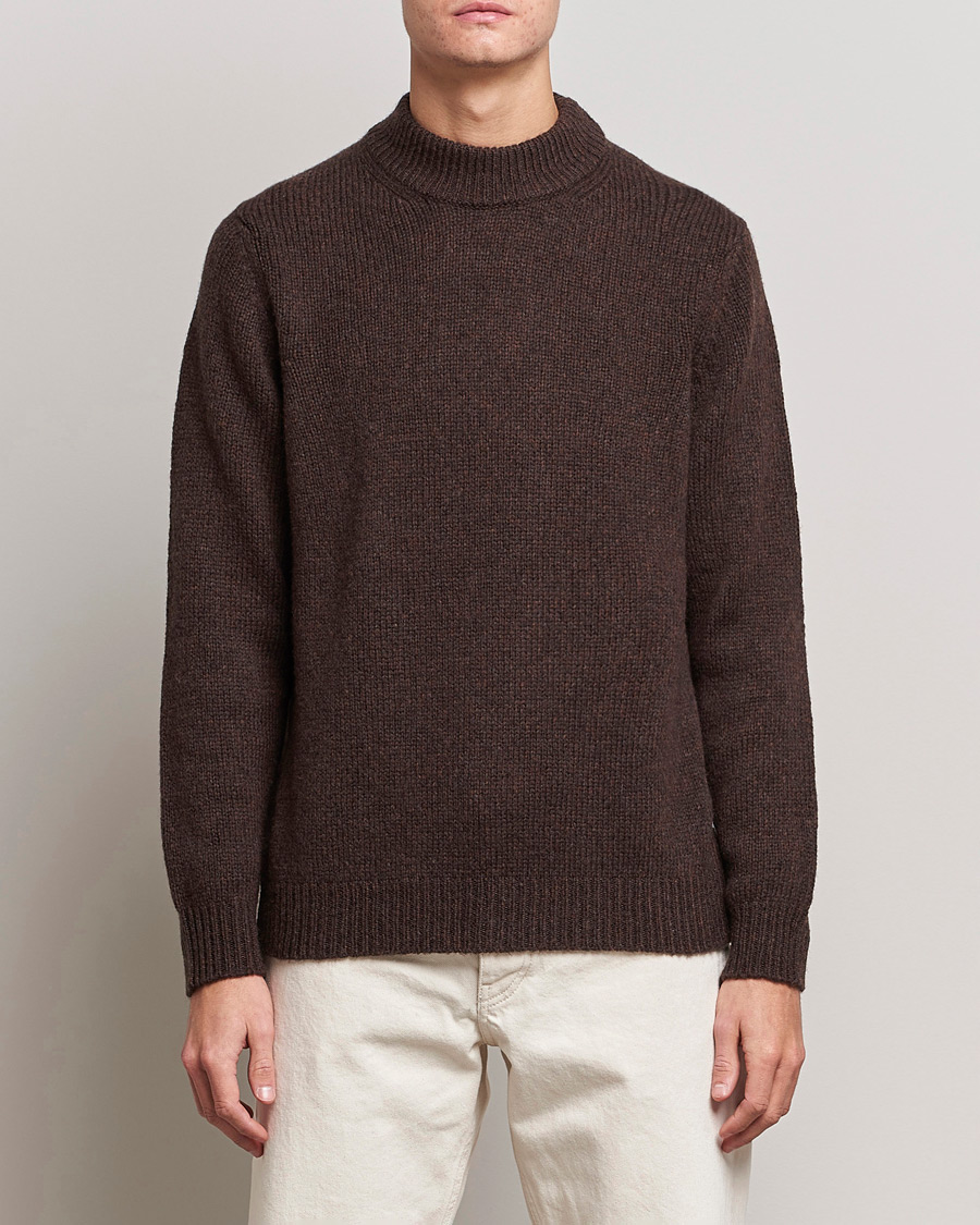Uomini | Maglieria | NN07 | Nick Knitted Merino Mock Neck Dark Brown