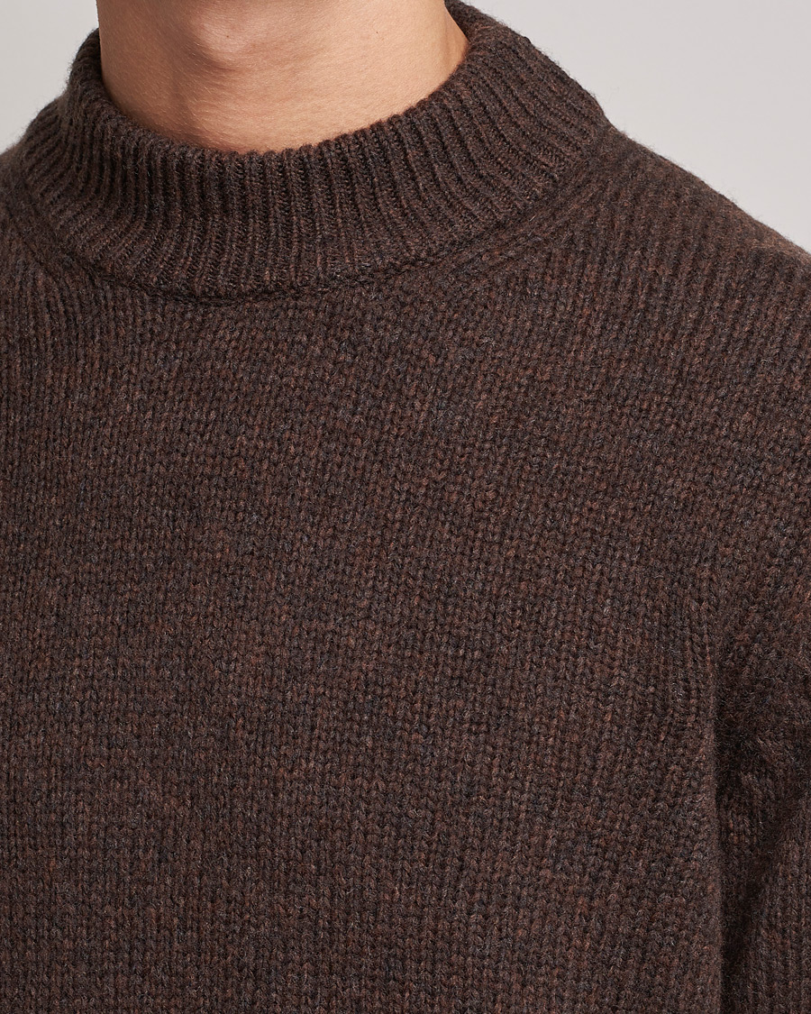 Uomini | Maglieria | NN07 | Nick Knitted Merino Mock Neck Dark Brown