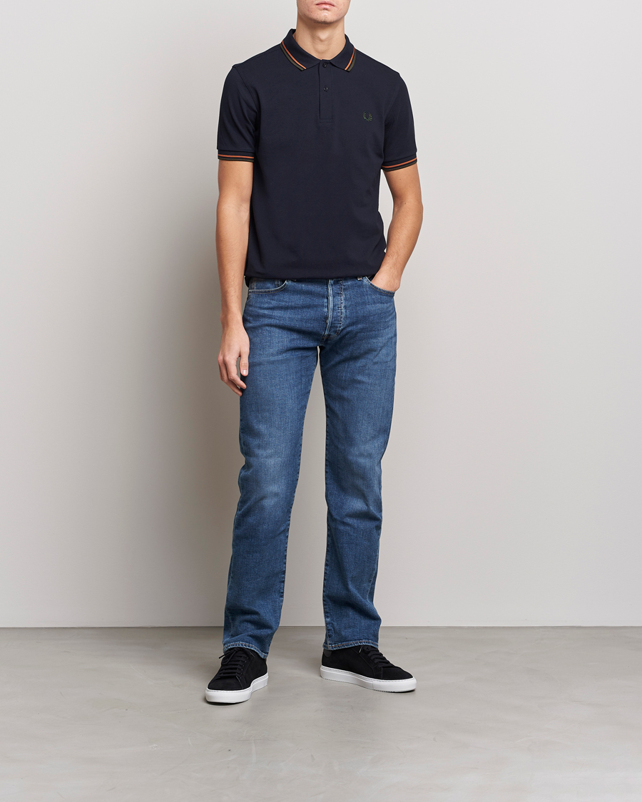 Uomini | Polo | Fred Perry | Twin Tipped Polo Shirt Navy Night Green