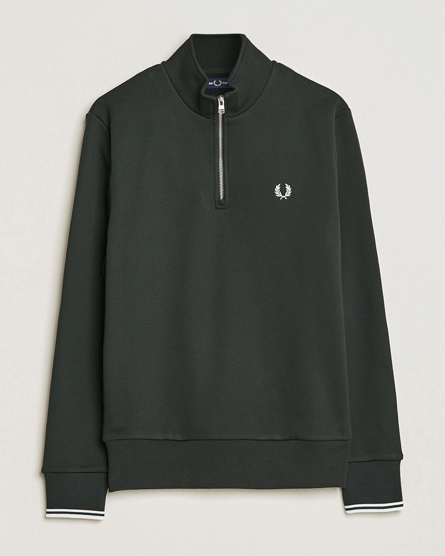 Uomini | Maglieria | Fred Perry | Half Zip Sweatshirt Night Green