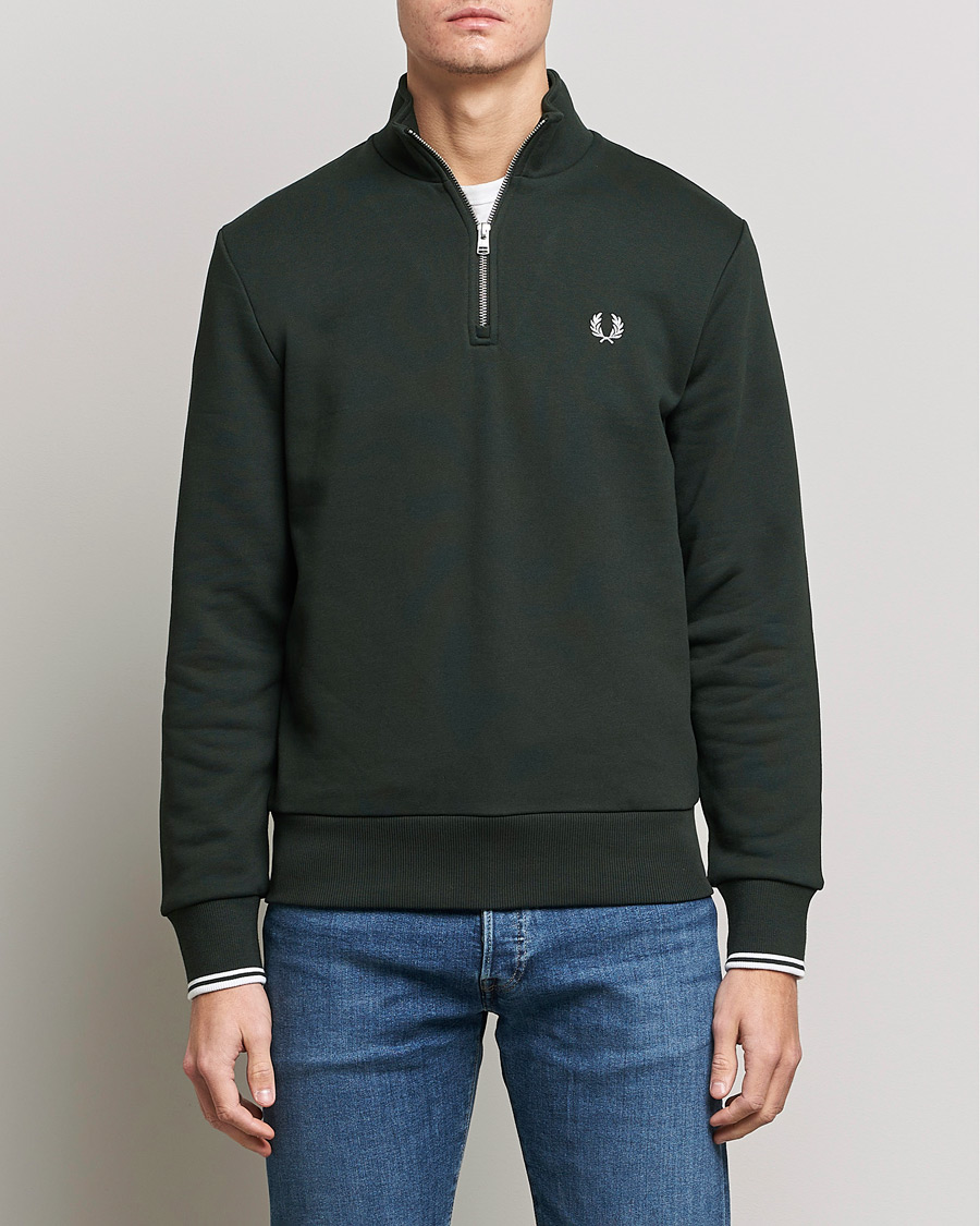 Uomini | Maglieria | Fred Perry | Half Zip Sweatshirt Night Green