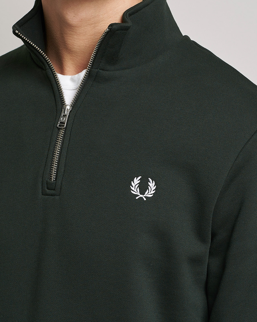 Uomini | Maglieria | Fred Perry | Half Zip Sweatshirt Night Green