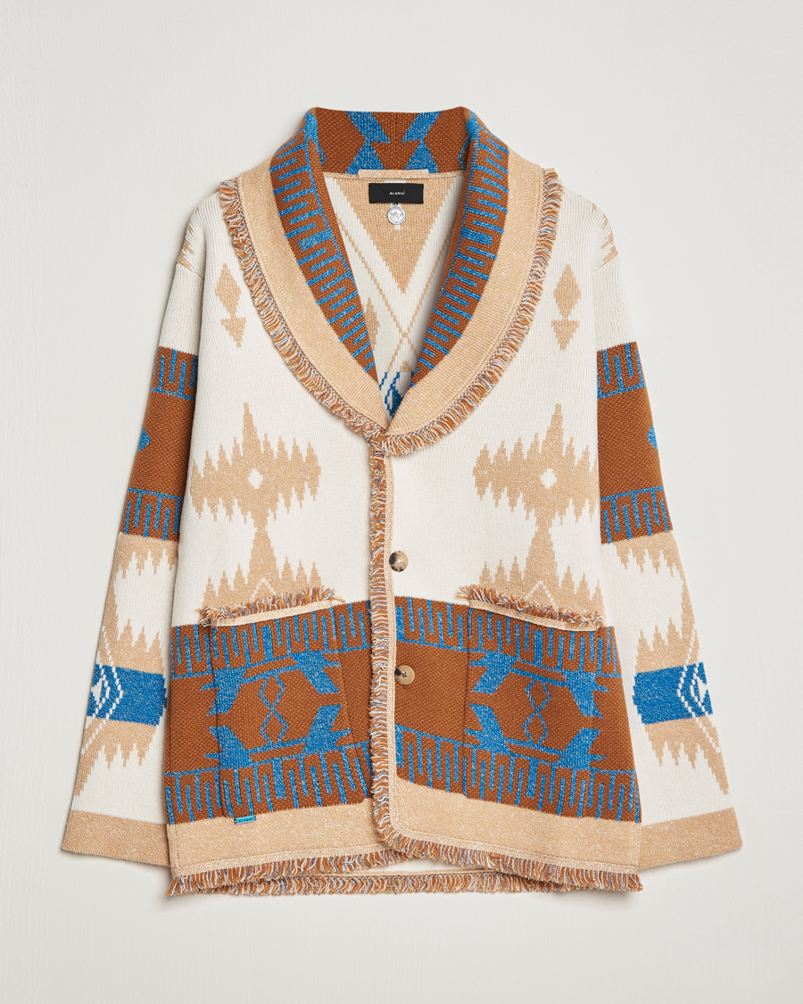 Uomini | Maglieria | Alanui | Icon Cashmere Jacquard Cardigan Chalk