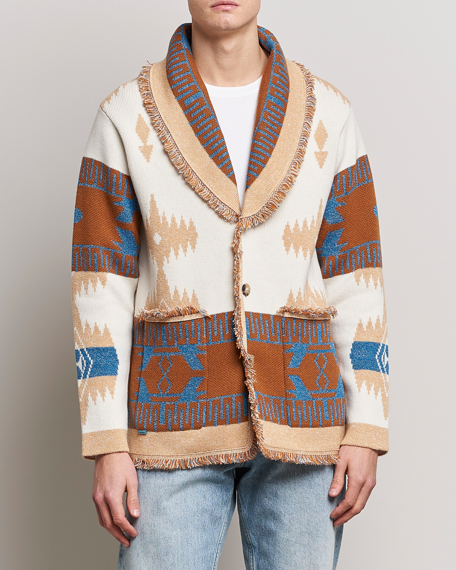 Uomini | Maglieria | Alanui | Icon Cashmere Jacquard Cardigan Chalk