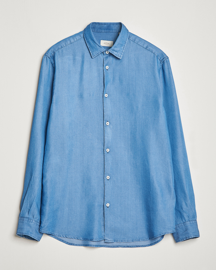 Uomini | Camicie | Altea | Soft Lyocell Denim Shirt Light Indigo