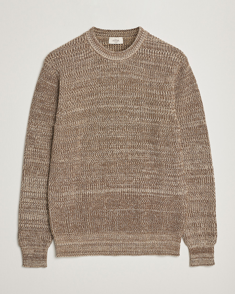 Uomini | Maglieria | Altea | Rib Cotton Sweater Brown Melange