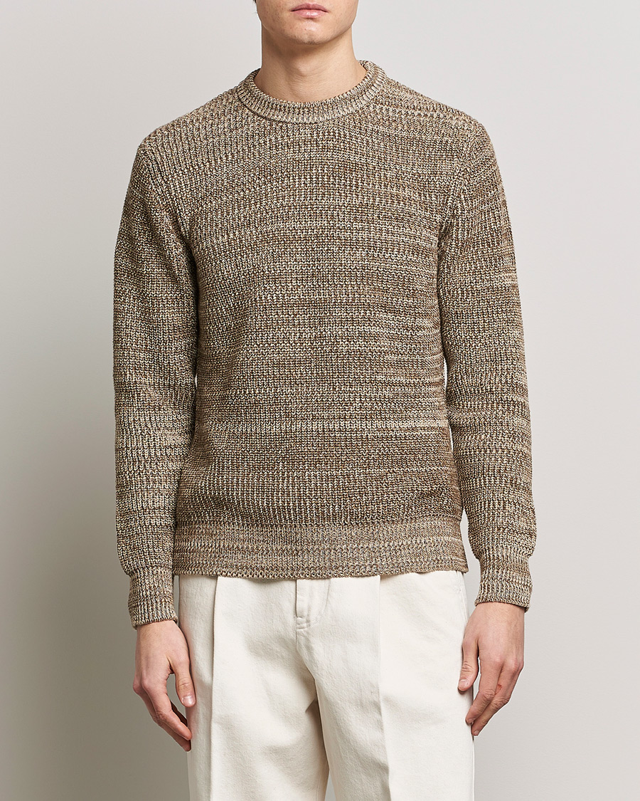 Uomini | Maglieria | Altea | Rib Cotton Sweater Brown Melange