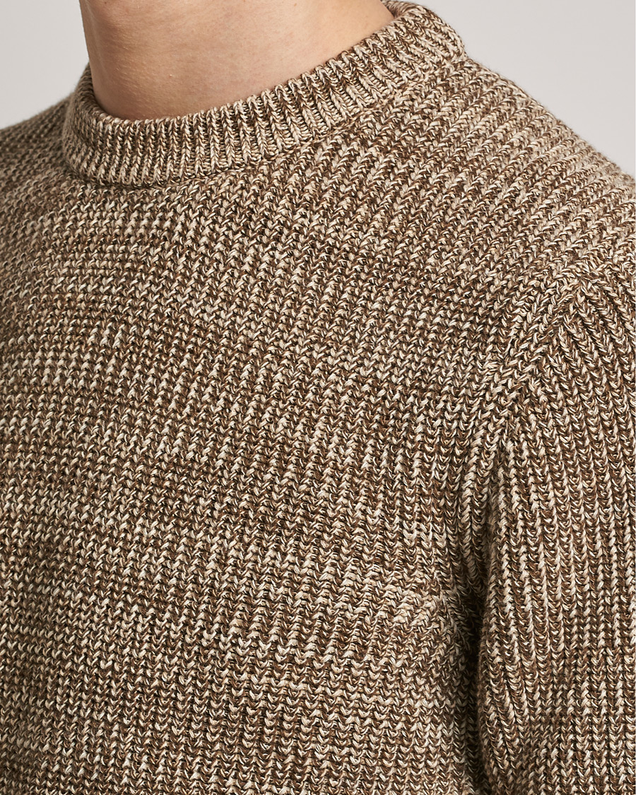 Uomini | Maglieria | Altea | Rib Cotton Sweater Brown Melange