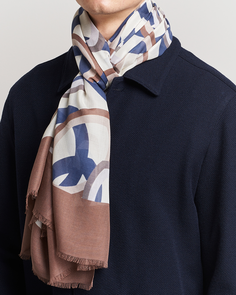 Uomini | Altea Printed Scarf Navy/Brown | Altea | Printed Scarf Navy/Brown