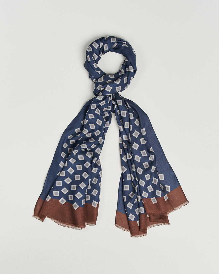 Uomini | Altea Printed Scarf Navy/Grey | Altea | Printed Scarf Navy/Grey