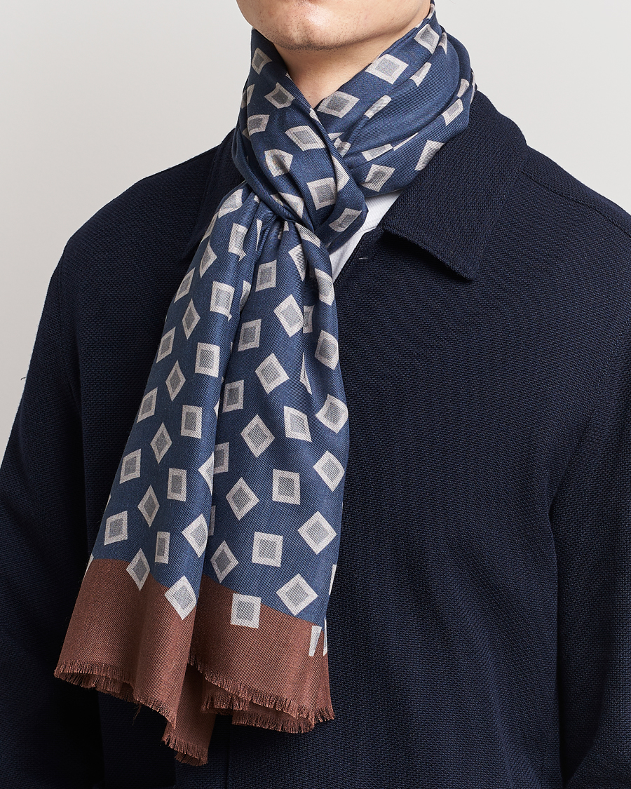 Uomini | Altea Printed Scarf Navy/Grey | Altea | Printed Scarf Navy/Grey
