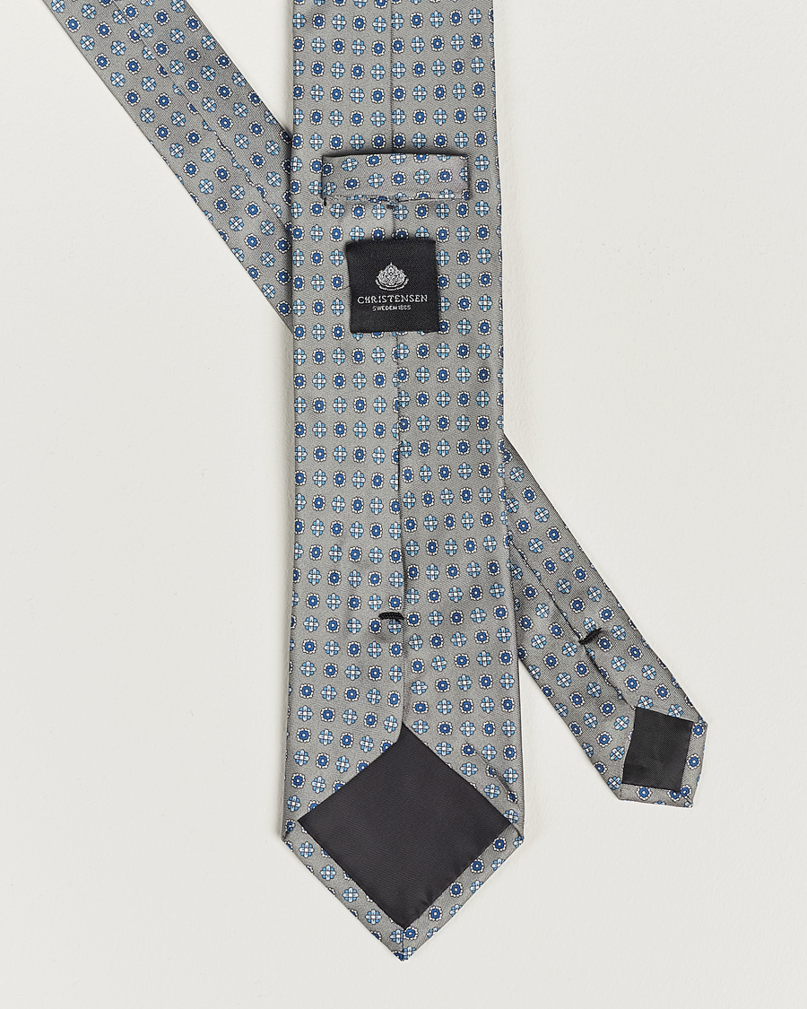 Uomini | Amanda Christensen Box Set Silk Twill 8cm Tie With Pocket Square Grey | Amanda Christensen | Box Set Silk Twill 8cm Tie With Pocket Square Grey