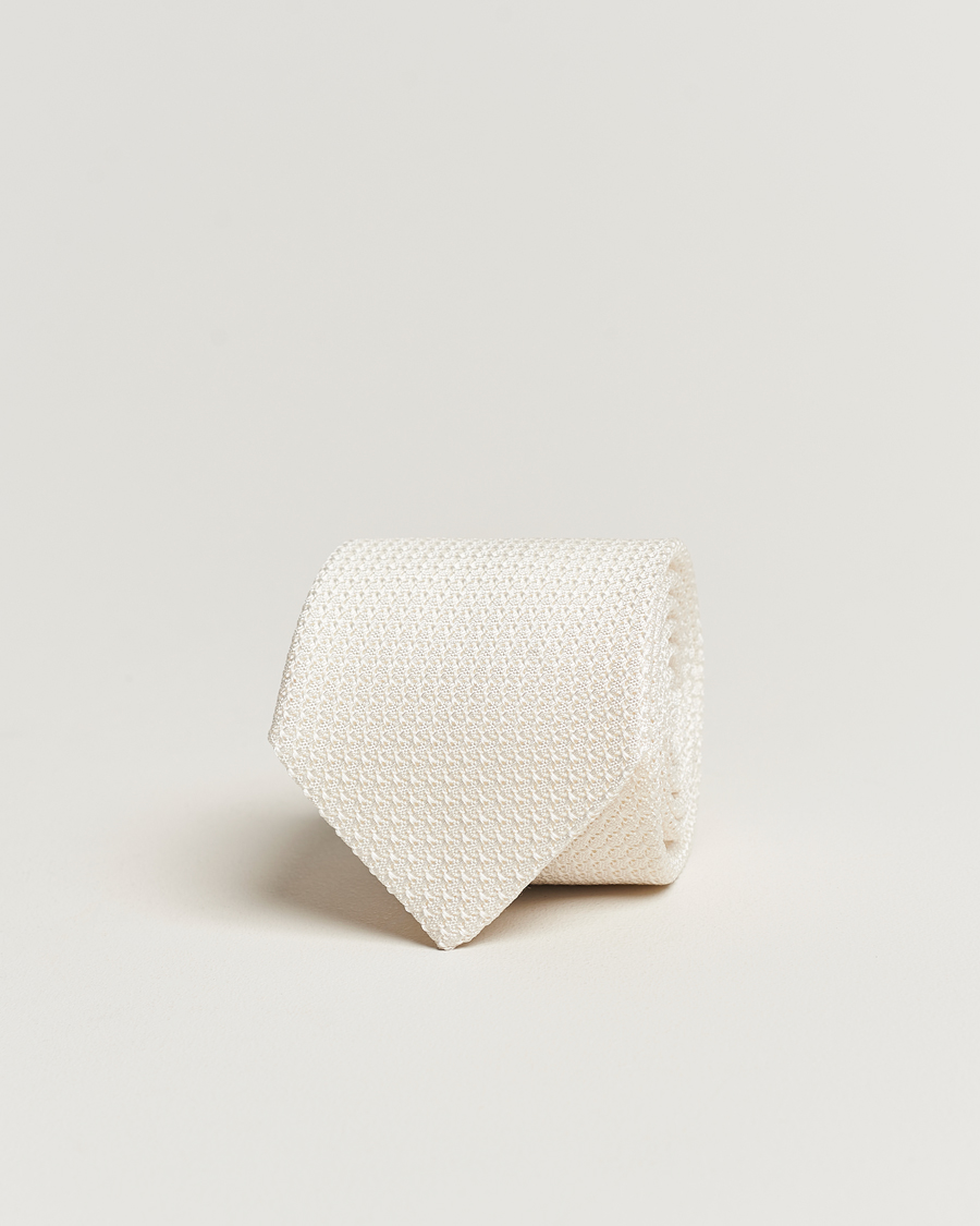 Uomini | Cravatte | Amanda Christensen | Silk Grenadine 8 cm Tie White