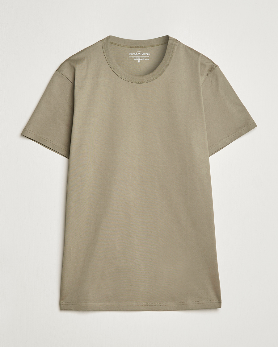 Uomini | T-shirt | Bread & Boxers | Heavy Pima Cotton Crew Neck T-Shirt Sage Green