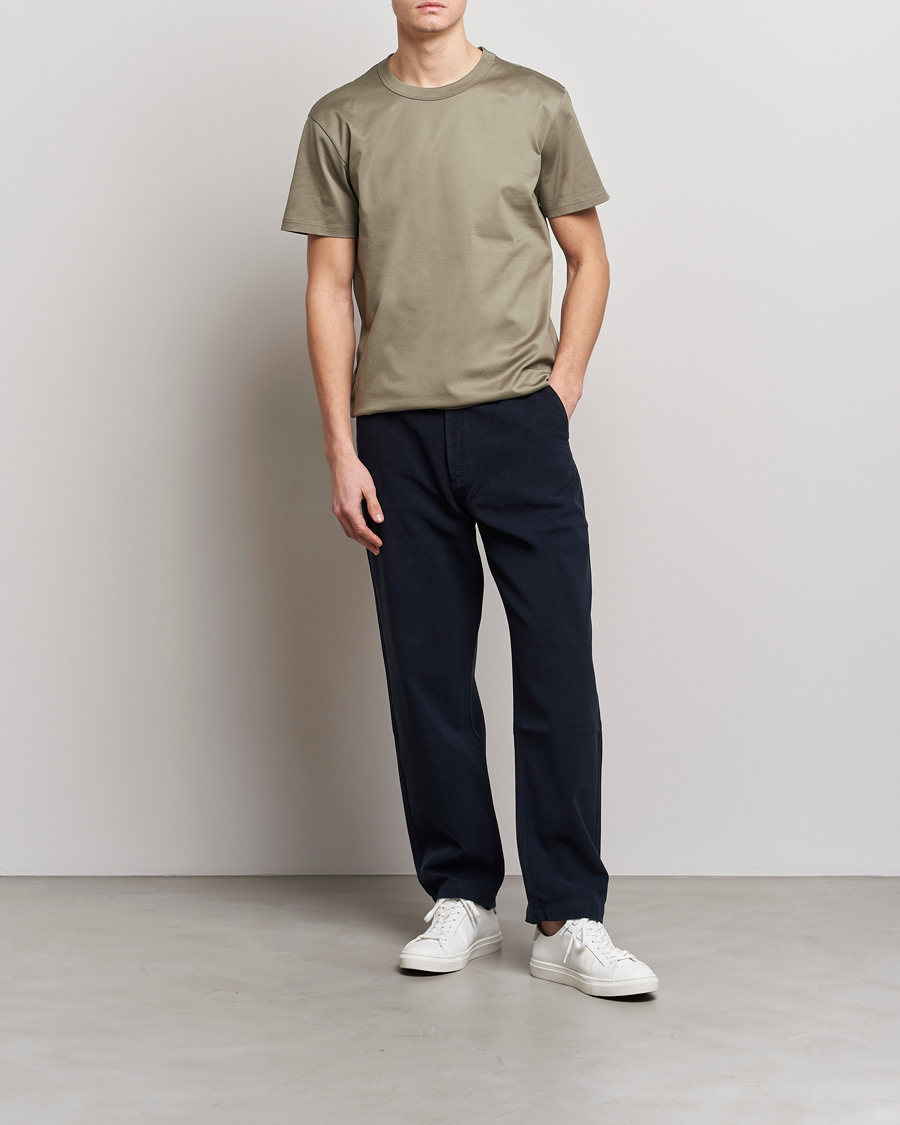 Uomini | T-shirt | Bread & Boxers | Heavy Pima Cotton Crew Neck T-Shirt Sage Green