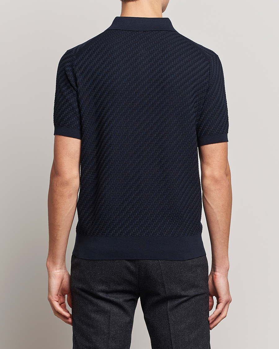Uomini | Maglieria | Brioni | Basket Stitch Knitted Polo Navy