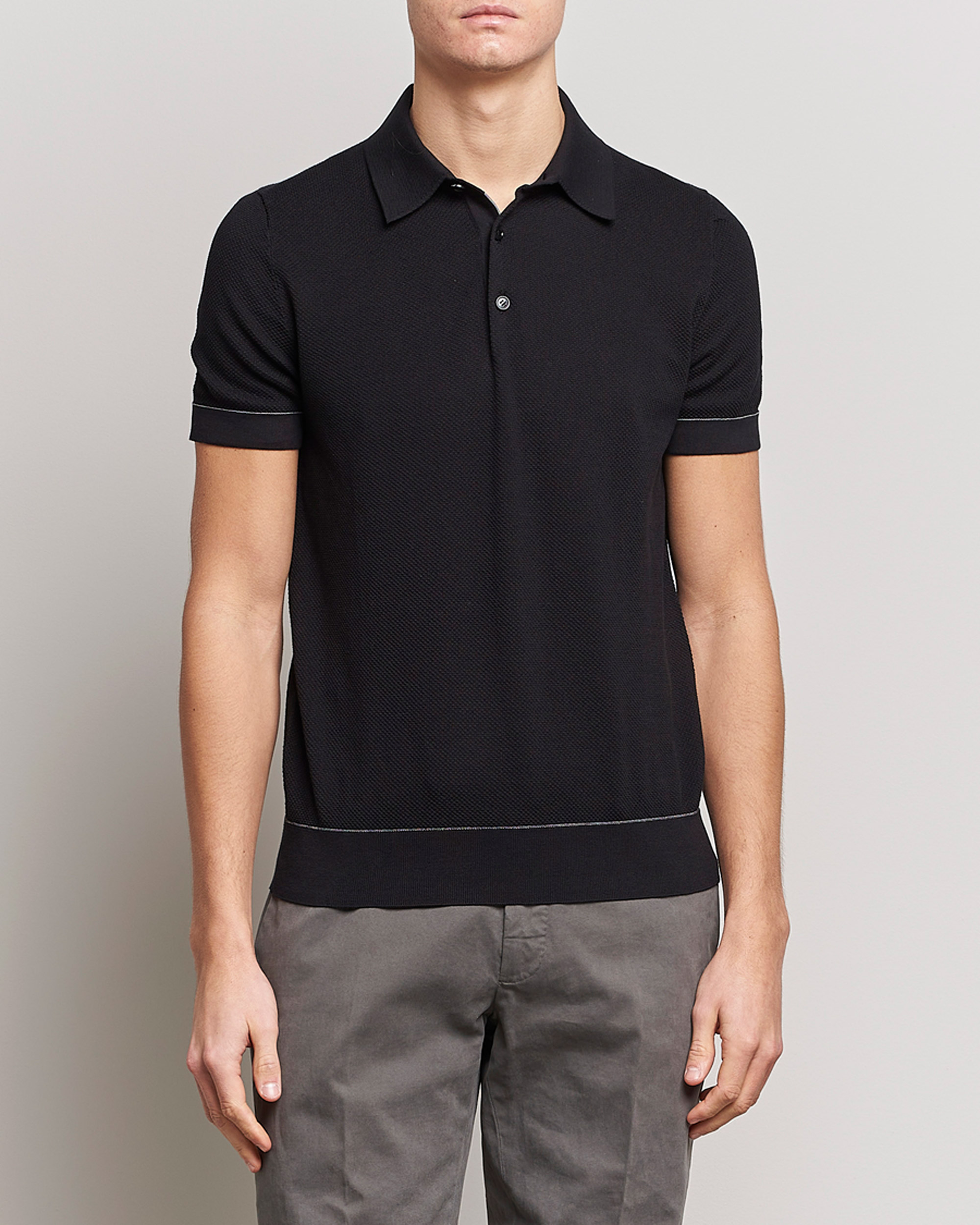 Uomini | Maglieria | Brioni | Sea Island Knit Polo Black