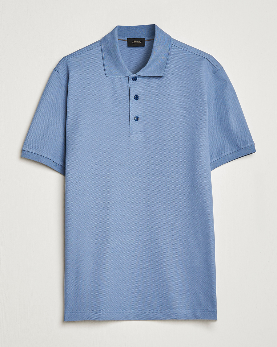 Uomini | Polo | Brioni | Mercerized Cotton Piquet Light Blue