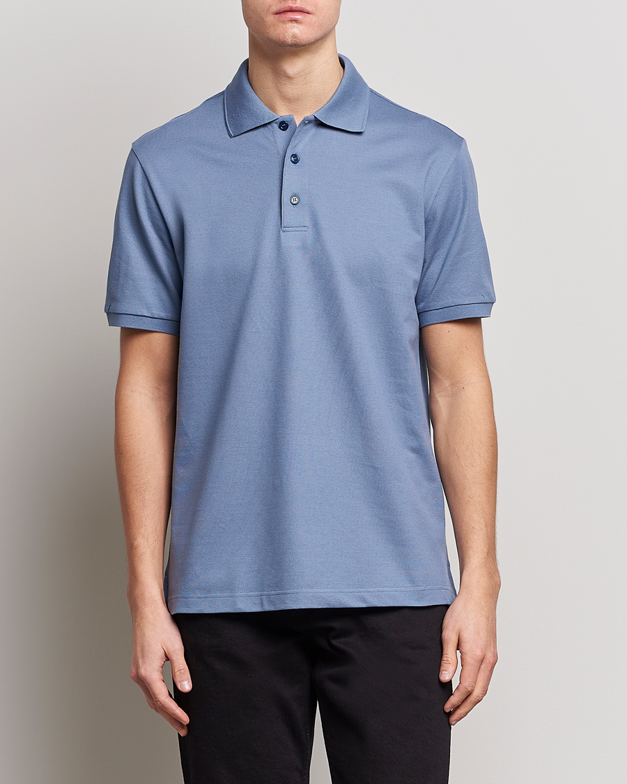 Uomini | Polo | Brioni | Mercerized Cotton Piquet Light Blue