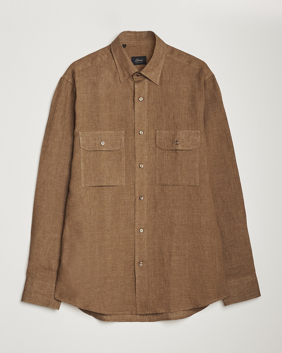Uomini | Camicie | Brioni | Linen Overshirt Military