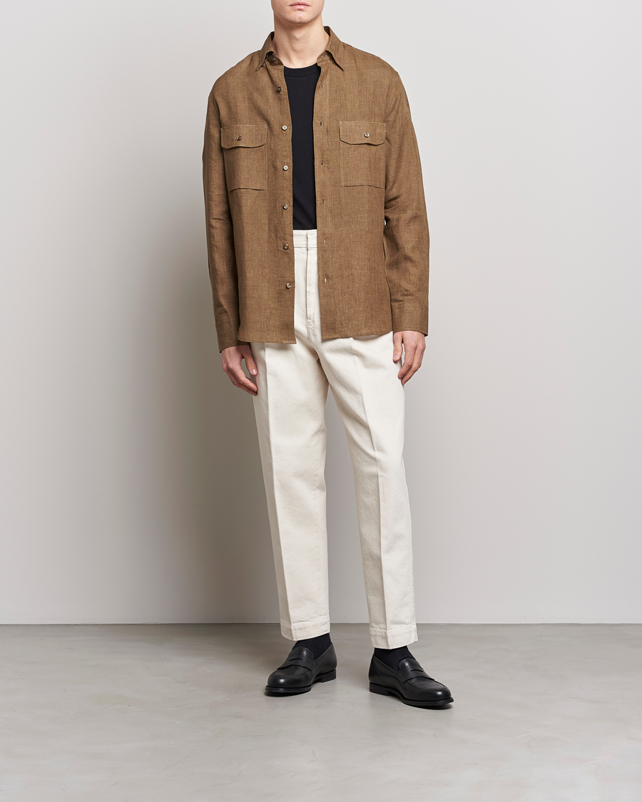 Uomini | Camicie | Brioni | Linen Overshirt Military