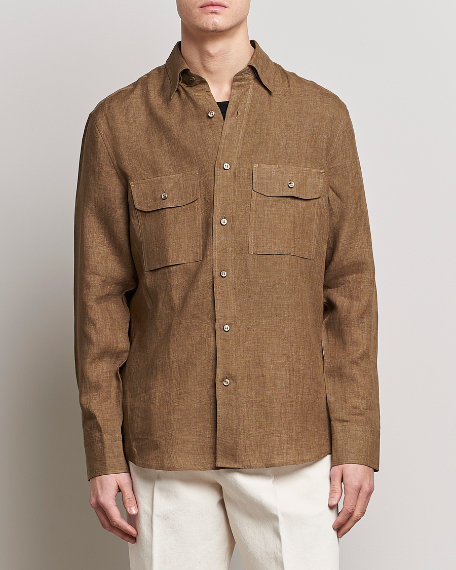 Uomini | Camicie | Brioni | Linen Overshirt Military