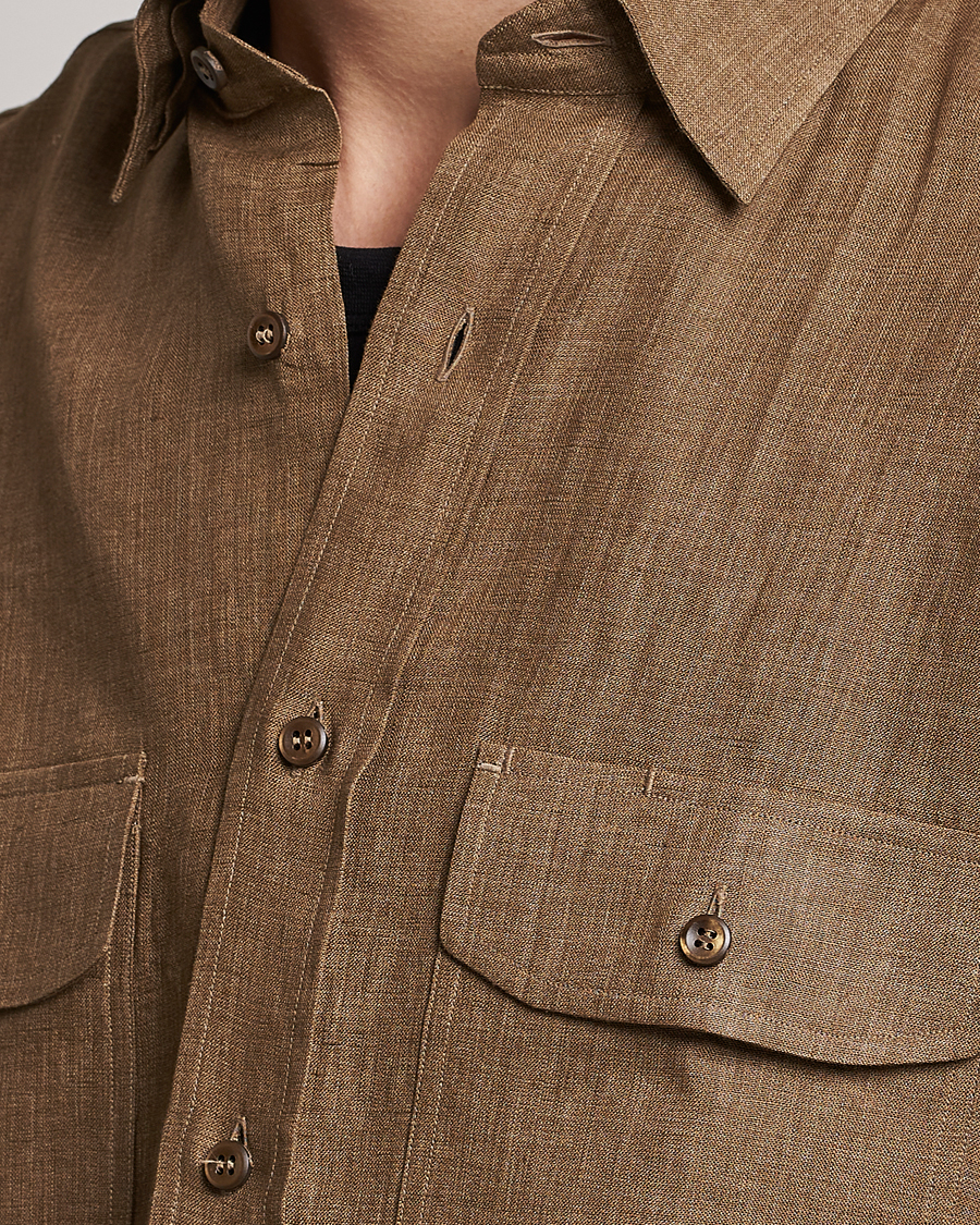 Uomini | Camicie | Brioni | Linen Overshirt Military