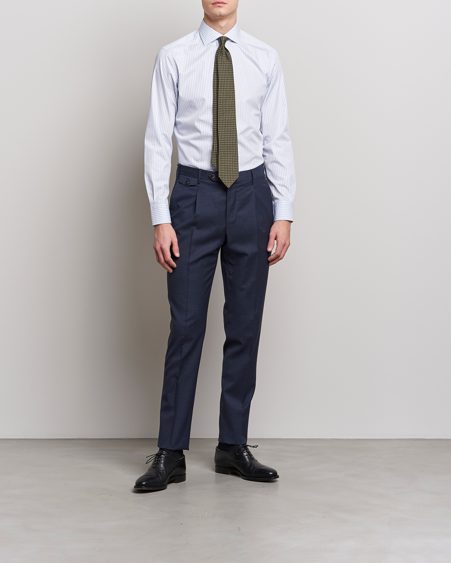 Uomini | Camicie | Brioni | Slim Fit Dress Shirt Light Blue Stripe