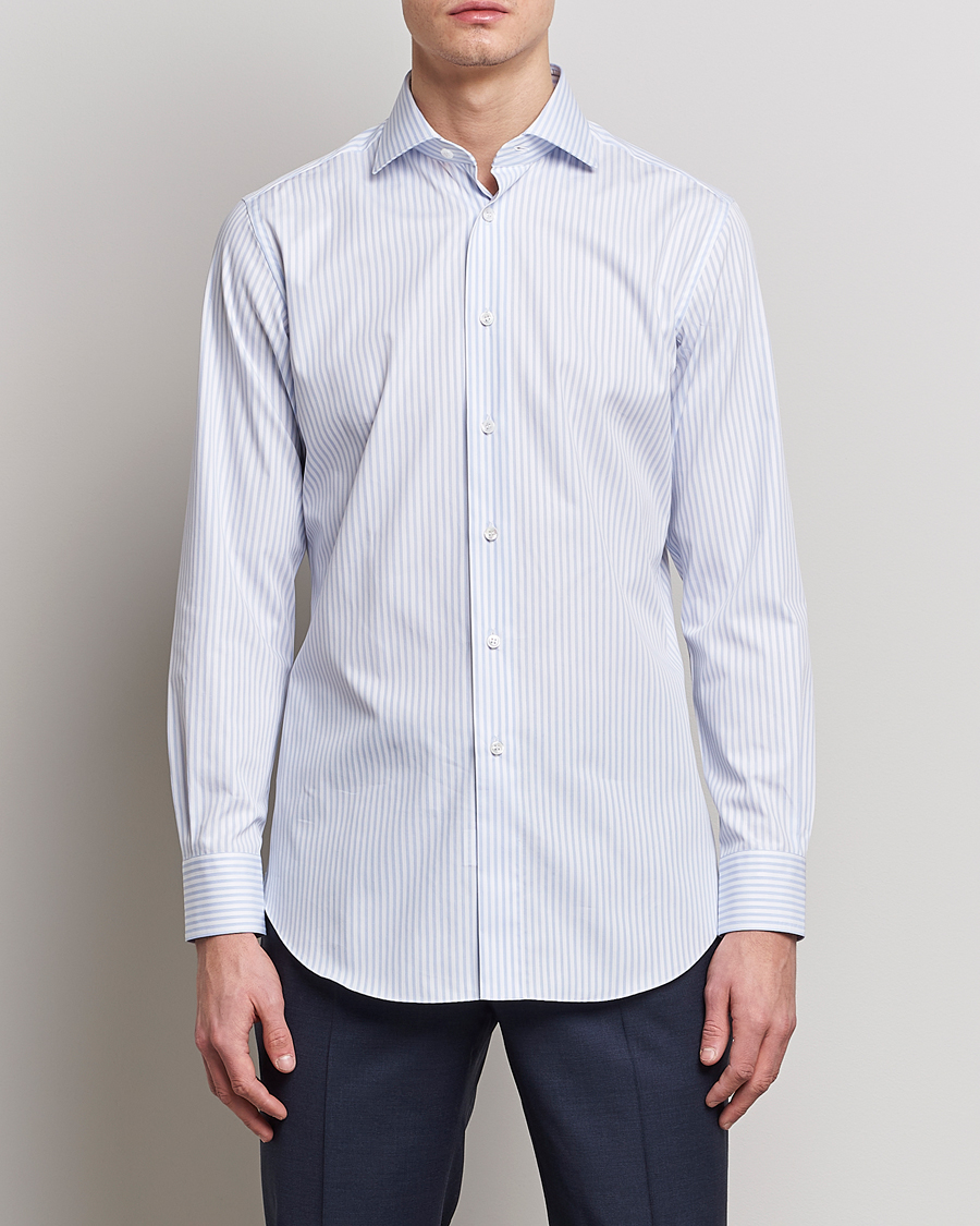 Uomini | Camicie | Brioni | Slim Fit Dress Shirt Light Blue Stripe