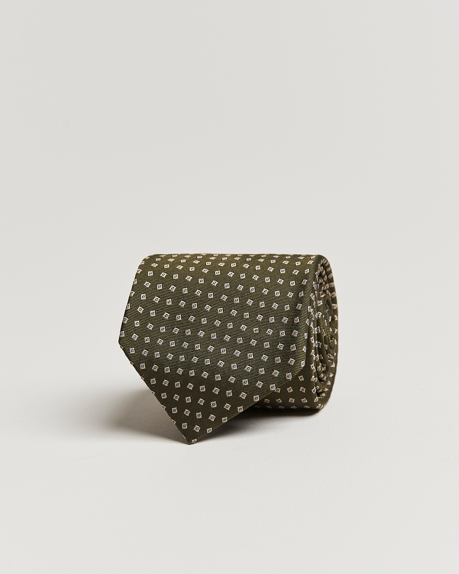 Uomini | Brioni Printed Silk Tie Green | Brioni | Printed Silk Tie Green