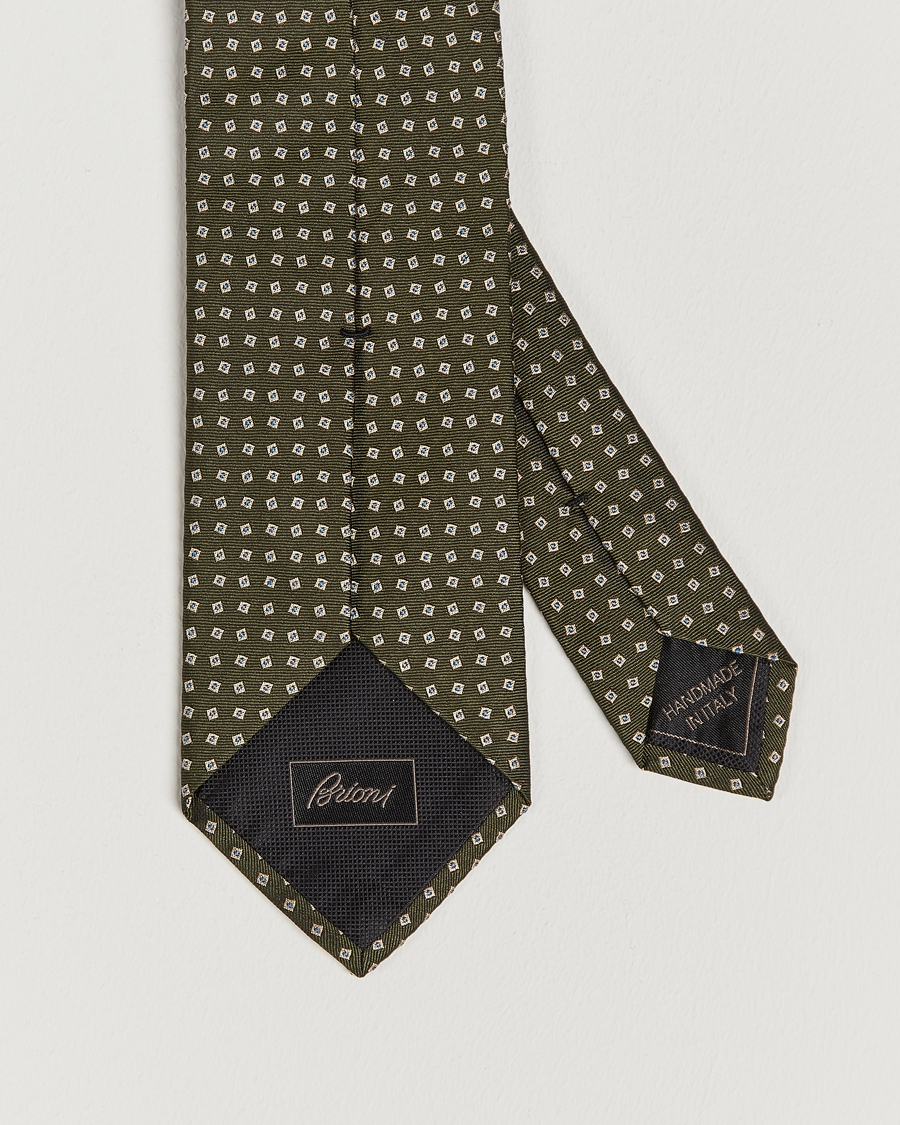 Uomini | Brioni Printed Silk Tie Green | Brioni | Printed Silk Tie Green