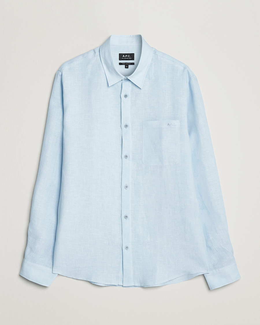 Uomini | Camicie | A.P.C. | Cassel Linen Shirt Light Blue