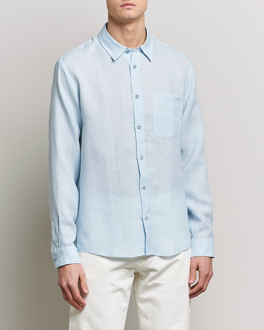 Uomini | Camicie | A.P.C. | Cassel Linen Shirt Light Blue
