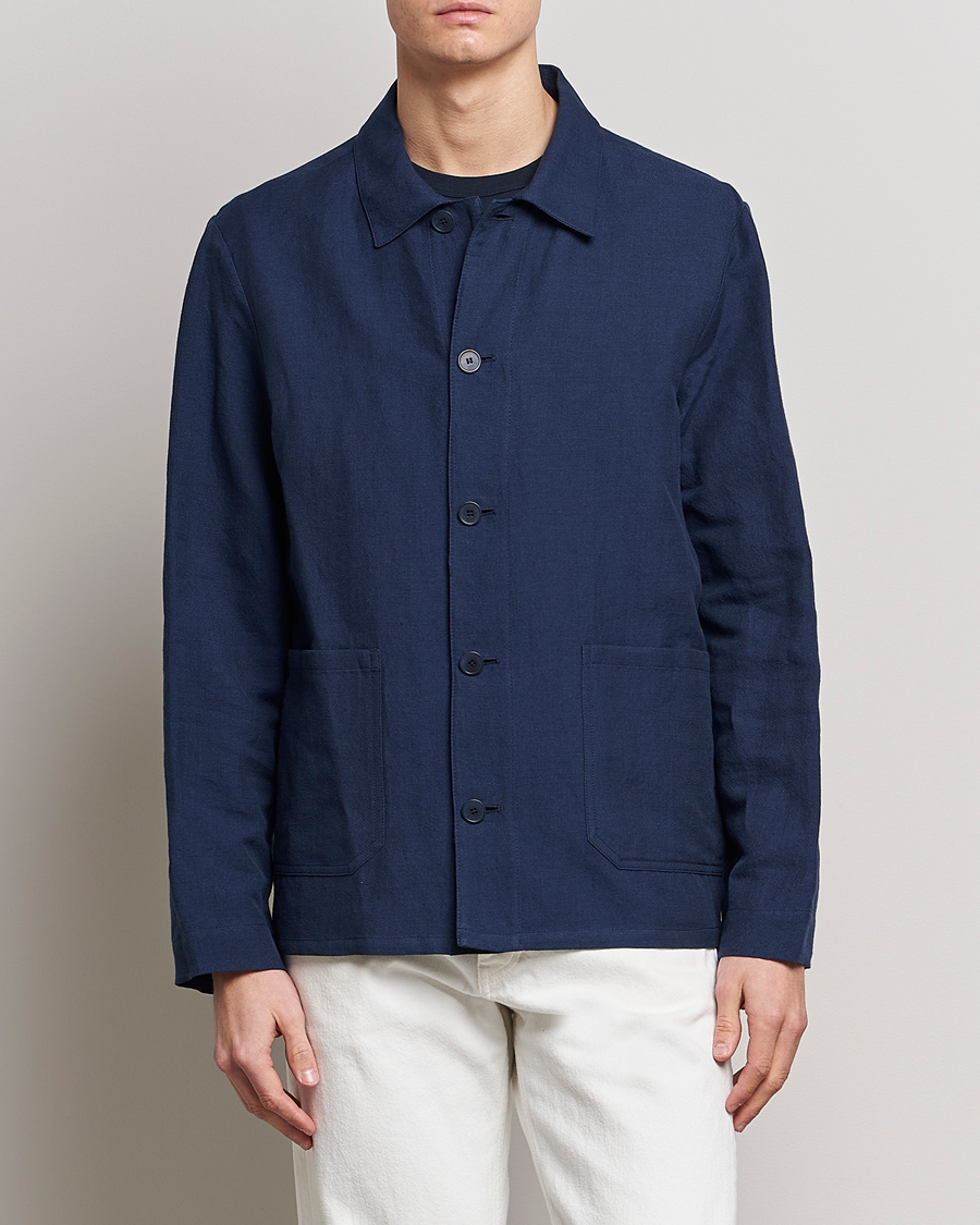 Uomini | Giacche | A.P.C. | Kerlouan Linen Chore Jacket Navy