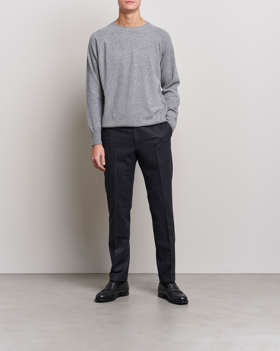 Uomini | Maglieria | Oscar Jacobson | Gustaf Lambswool Raglan Crew Neck Light Grey