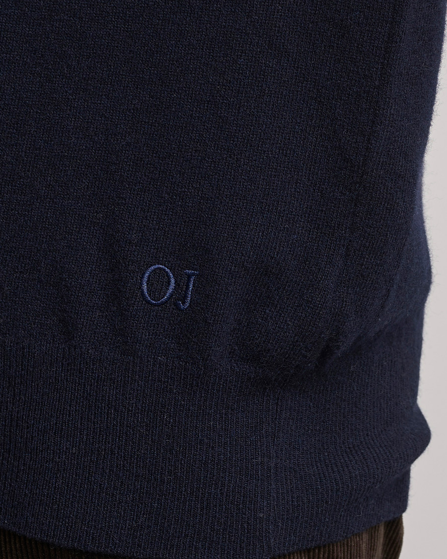 Uomini | Maglieria | Oscar Jacobson | Gustaf Lambswool Raglan Crew Neck Navy