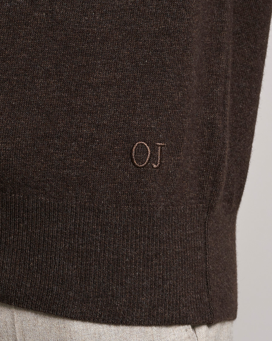 Uomini | Maglieria | Oscar Jacobson | Gustaf Lambswool Raglan Crew Neck Dark Brown