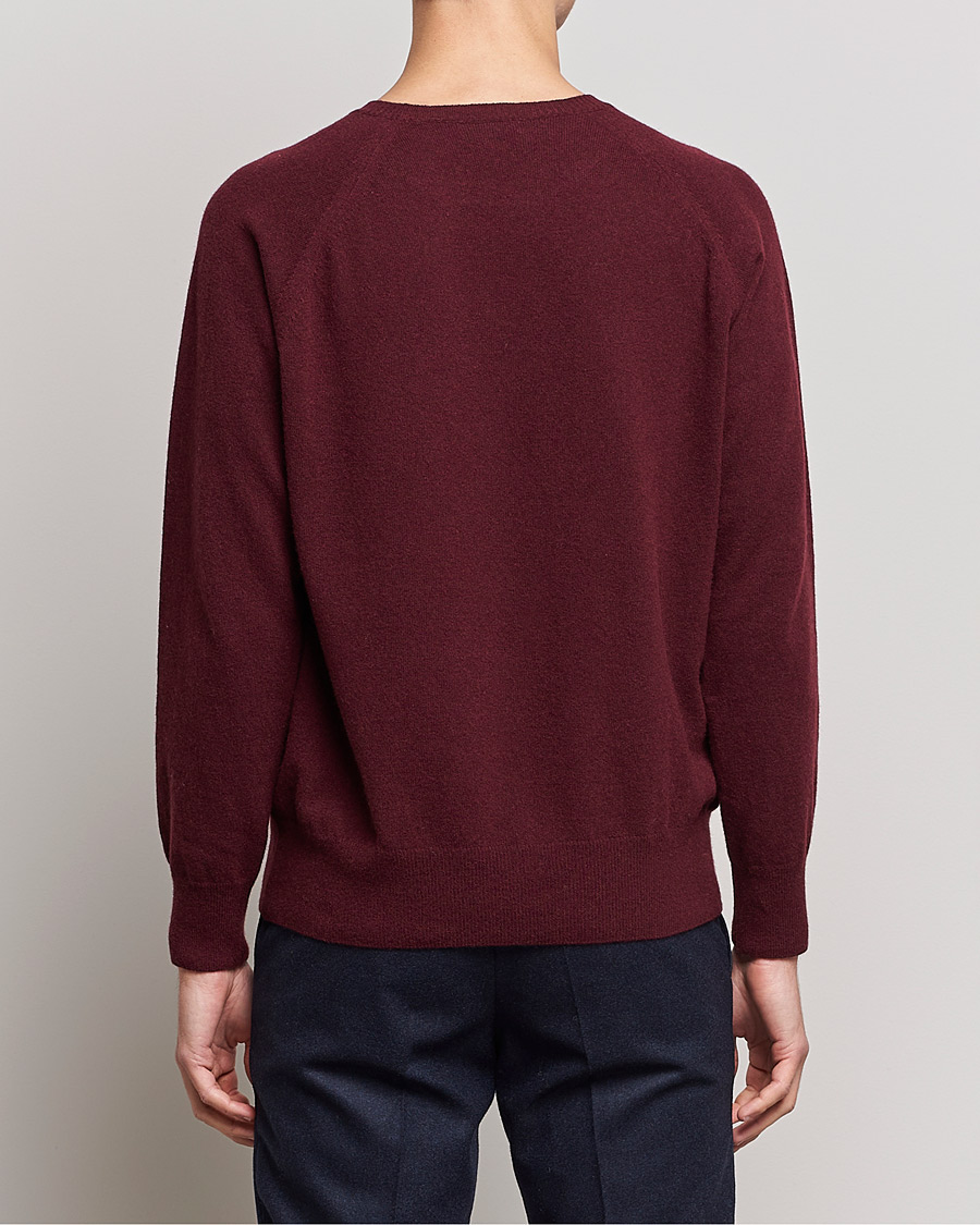Uomini | Maglieria | Oscar Jacobson | Gustaf Lambswool Raglan Crew Neck Burgundy