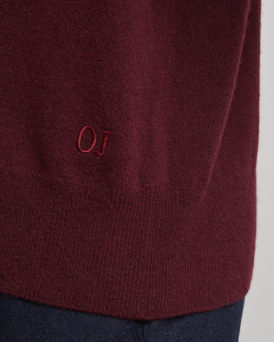 Uomini | Maglieria | Oscar Jacobson | Gustaf Lambswool Raglan Crew Neck Burgundy