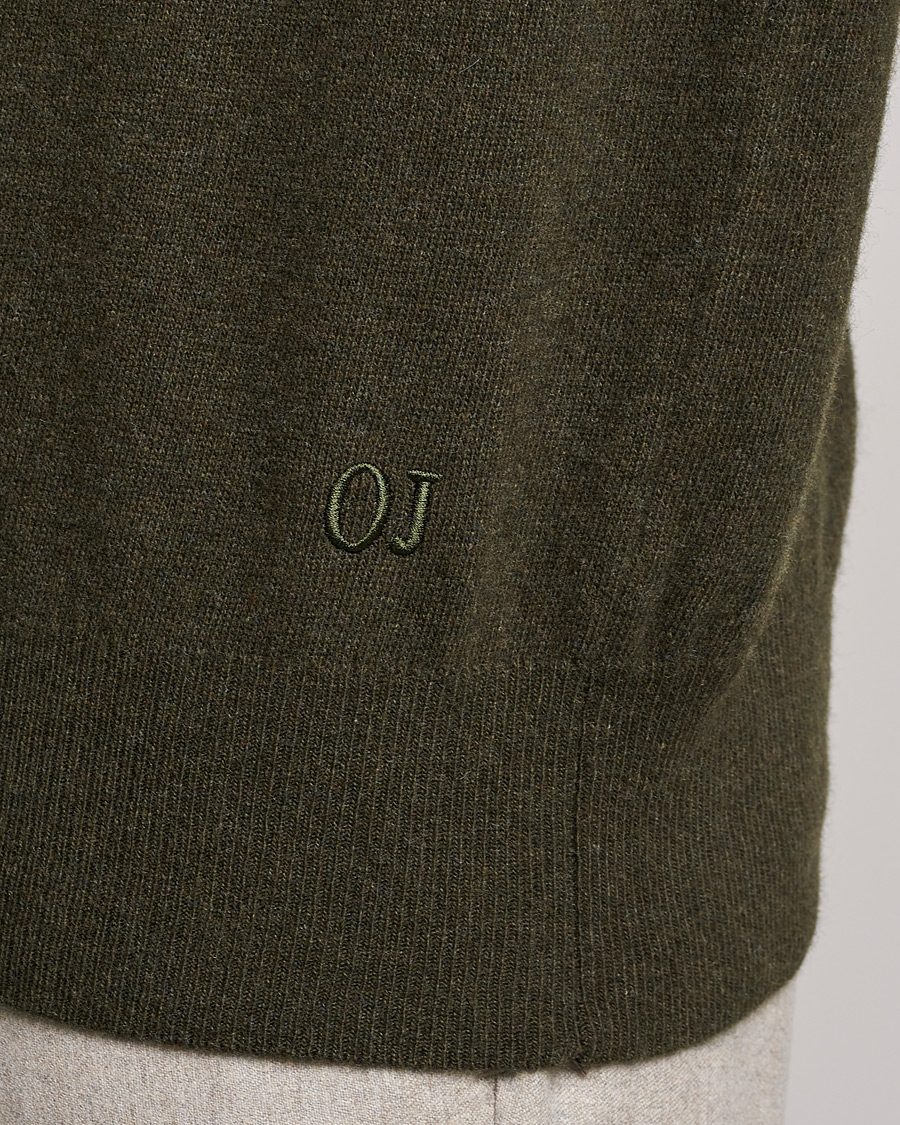 Uomini | Maglieria | Oscar Jacobson | Gustaf Lambswool Raglan Crew Neck Moss Green