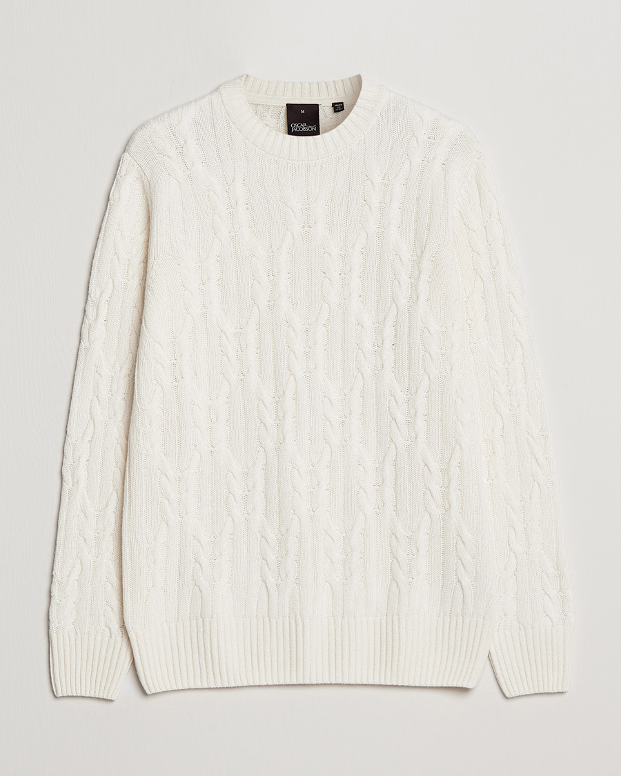 Uomini | Maglieria | Oscar Jacobson | Emmet Wool/Cashmere Structured Crew Neck Off White