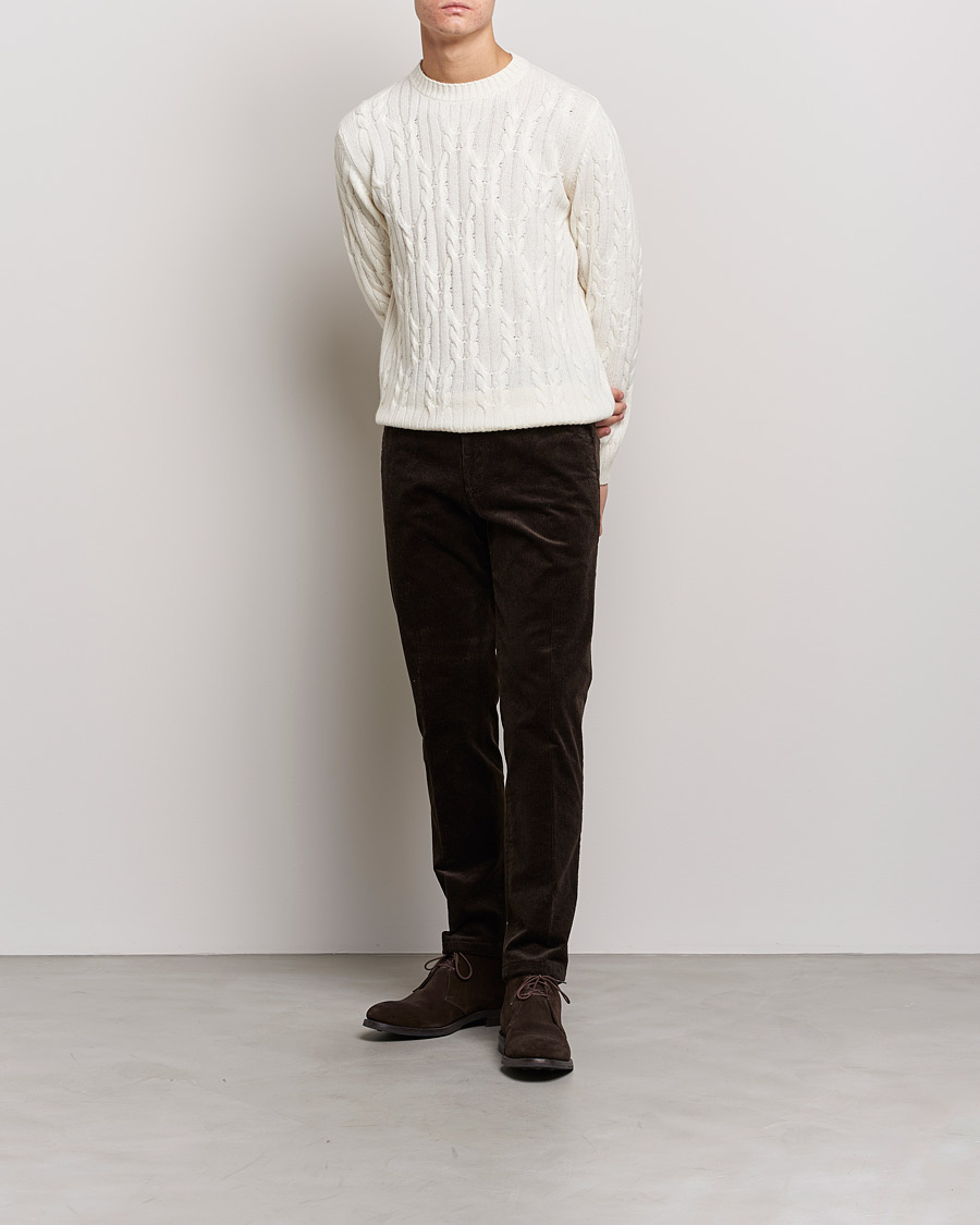 Uomini | Maglieria | Oscar Jacobson | Emmet Wool/Cashmere Structured Crew Neck Off White